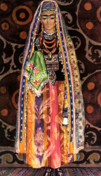 Старинный костюм невесты из Самарканда, состоящий из парчевого платья