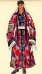 Старинный траурный костюм молодой женщины из Каратага (Центральный Таджикистан)
